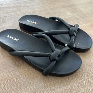 Kaanas Kuantan Black rope padded sandal slides 9